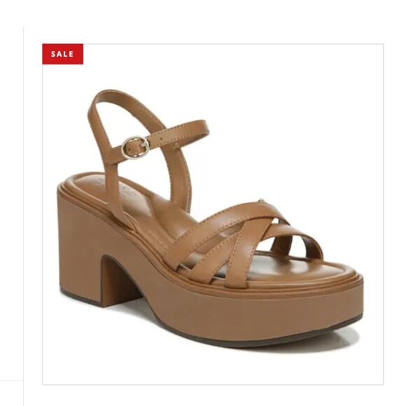 Naturalizer Court Brown Leather Strappy Platform Sandal 90's Millennial Size 10 - Picture 1 of 1